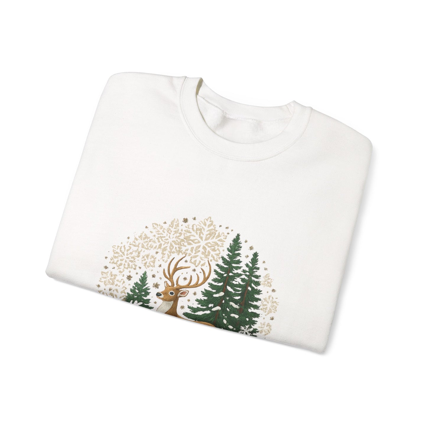 Unisex Heavy Blend™ mw2055 | Reindeer Snowflake Christmas Sweatshirt – Festive Winter Deer Crewneck, Holiday Pullover Sweater
