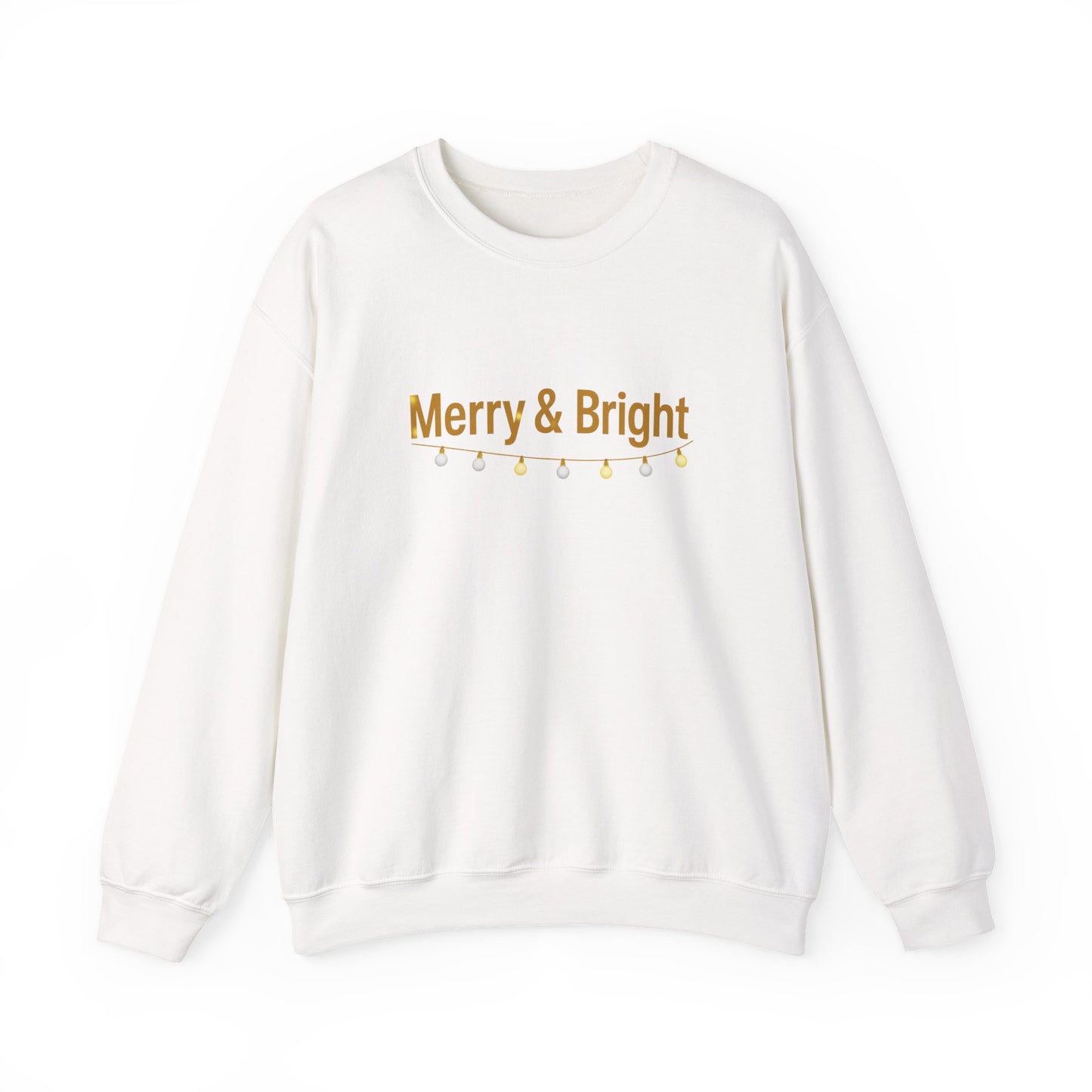 Unisex Heavy Blend™ mw2063 | Merry & Bright Christmas Sweatshirt – Minimalist Holiday Lights Crewneck, Festive Winter Pullover Sweater