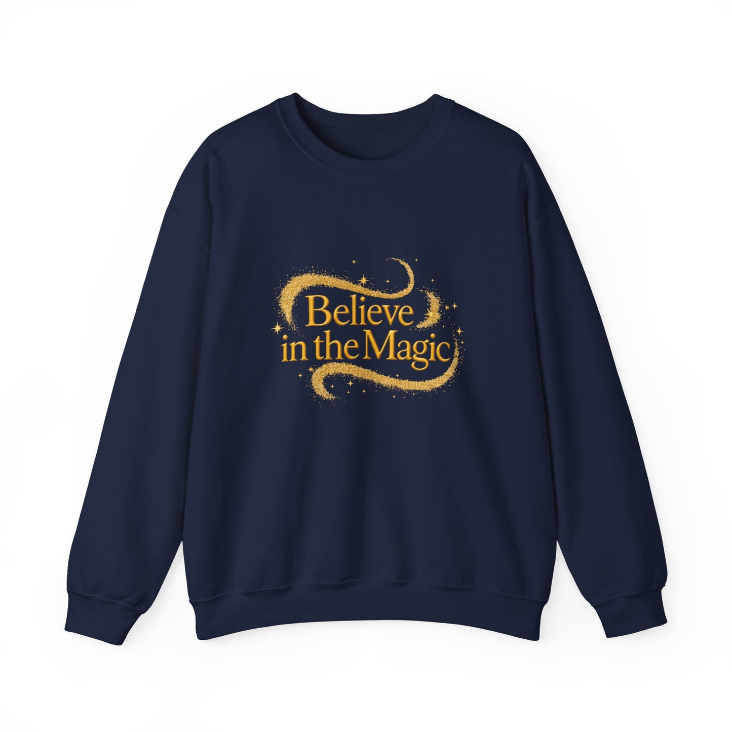 Unisex Heavy Blend™ mw2102 | Believe in the Magic Christmas Sweatshirt – Sparkly Holiday Crewneck, Festive Xmas Gift for Winter Lovers