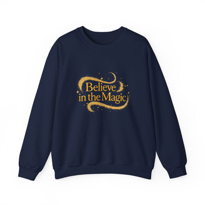 Unisex Heavy Blend™ mw2102 | Believe in the Magic Christmas Sweatshirt – Sparkly Holiday Crewneck, Festive Xmas Gift for Winter Lovers