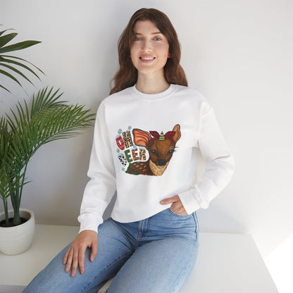 Unisex Heavy Blend™ mw2017 | Oh Deer Christmas Sweatshirt – Funny Reindeer Holiday Crewneck | Cute Unisex Winter Gift