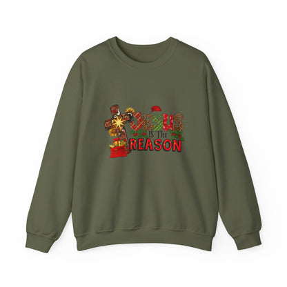 Unisex Heavy Blend™ mw2030 | Jesus Is The Reason Sweatshirt – Christian Christmas Cross Crewneck | Faith Based Unisex Holiday Gift