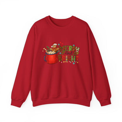 Unisex Heavy Blend™ mw2008 | Merry and Bright Christmas Sweatshirt – Gingerbread & Hot Cocoa Holiday Crewneck | Cozy Unisex Winter Gift