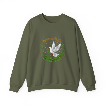 Unisex Heavy Blend™ mw2081 | Peace on Earth Dove Christmas Sweatshirt – Holiday Wreath Pullover, Festive Winter Sweater Gift
