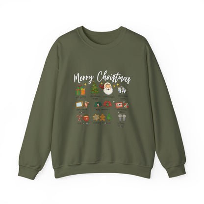 Unisex Heavy Blend™ mw2040 | Merry Christmas Icons Sweatshirt – Red Holiday Crewneck, Xmas Gift & Winter Party Outfit