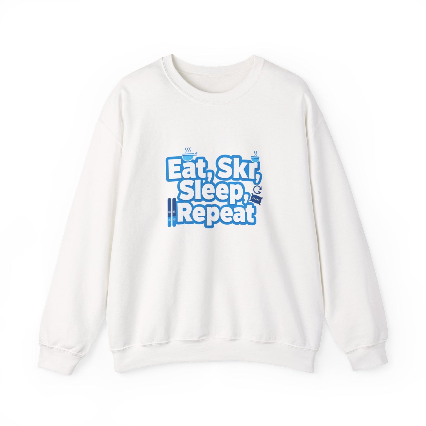 Unisex Heavy Blend™ mw2115 | Eat Ski Sleep Repeat Sweatshirt – Funny Skiing Winter Crewneck, Cozy Snow Sports Gift for Ski Lovers