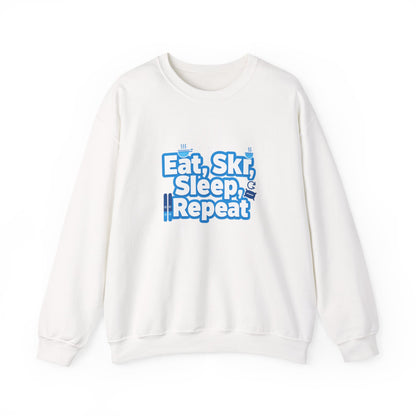 Unisex Heavy Blend™ mw2115 | Eat Ski Sleep Repeat Sweatshirt – Funny Skiing Winter Crewneck, Cozy Snow Sports Gift for Ski Lovers
