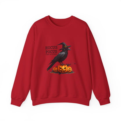 Unisex Heavy Blend™ Hocus Pocus Halloween Sweatshirt – Witchy Raven & Pumpkin Graphic | mw1008