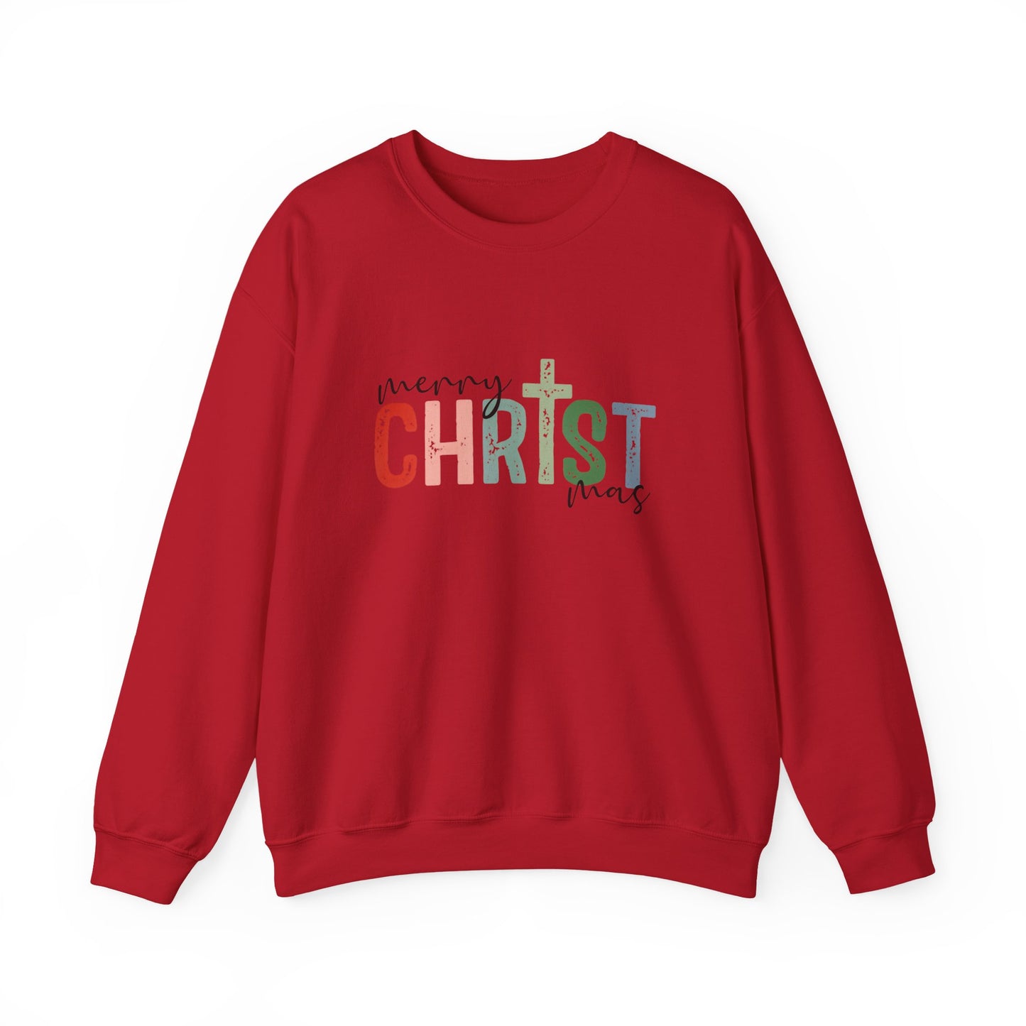 Unisex Heavy Blend™ mw2010 | Merry CHRISTmas Sweatshirt – Christian Holiday Crewneck with Cross | Faith Based Unisex Christmas Gift