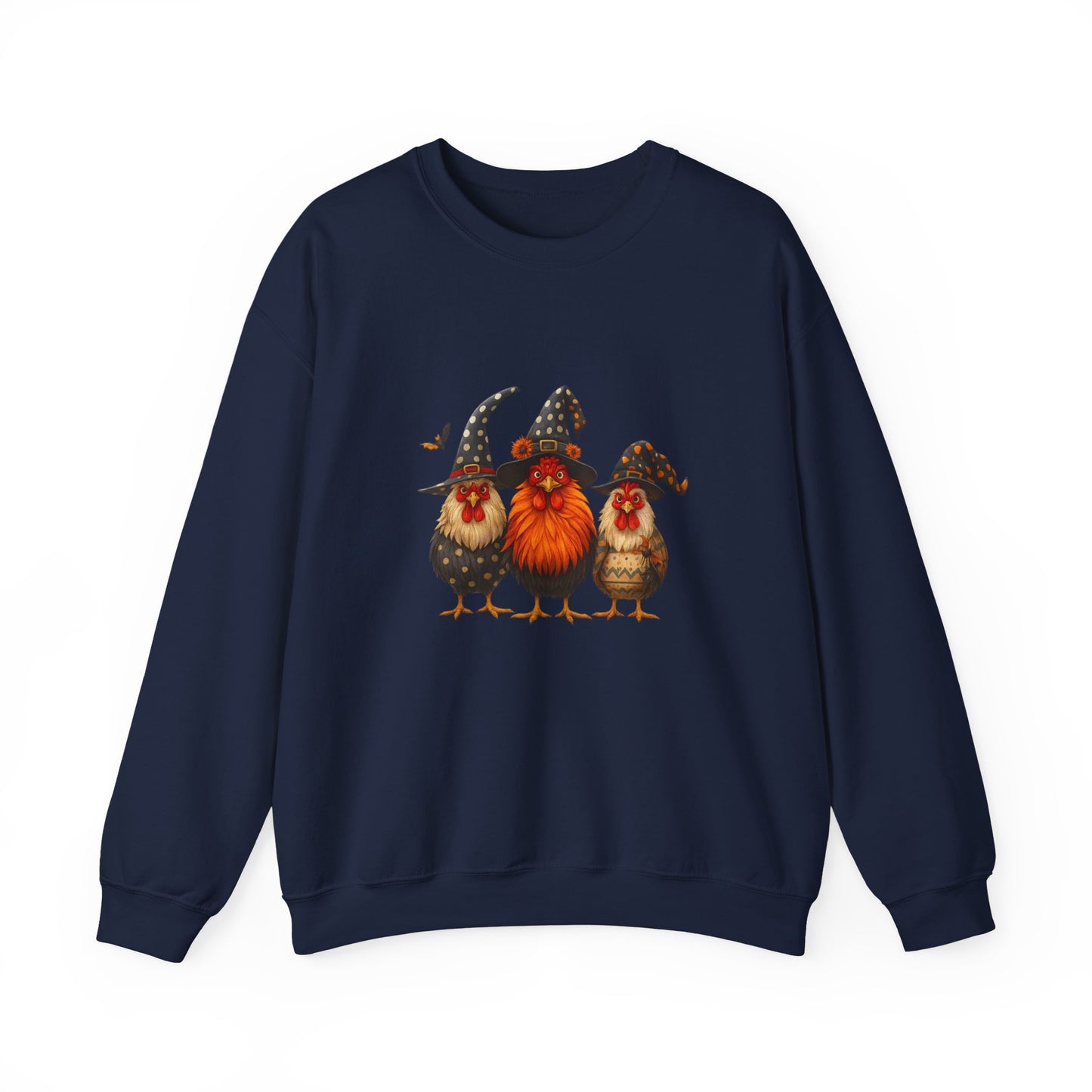 Unisex Heavy Blend™ Halloween Witch Chickens Sweatshirt – Cute Spooky Season Crewneck | mw1020