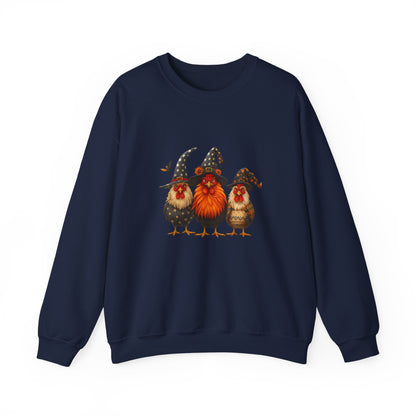 Unisex Heavy Blend™ Halloween Witch Chickens Sweatshirt – Cute Spooky Season Crewneck | mw1020
