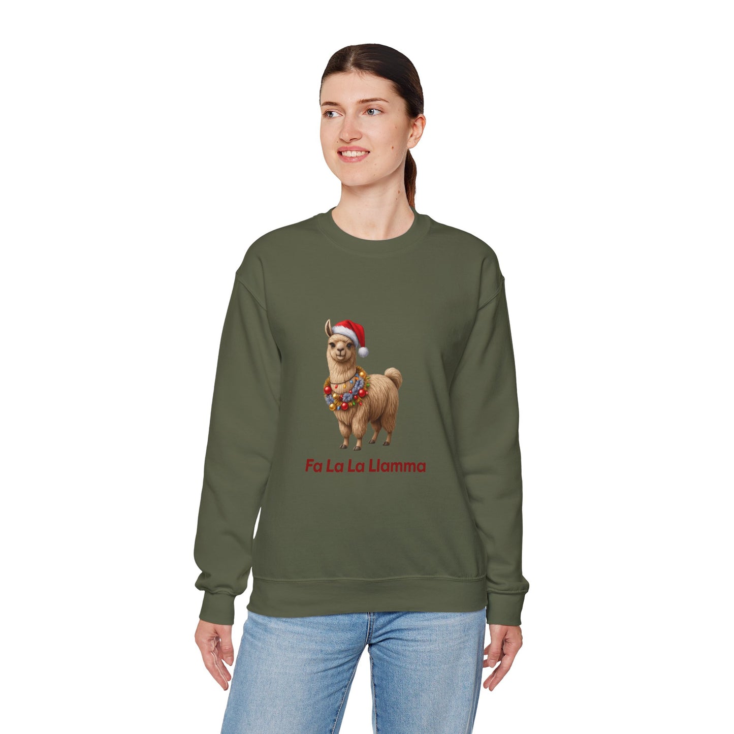 Unisex Heavy Blend™ mw2126 | Fa La La Llama Christmas Sweatshirt – Funny Holiday Llama Crewneck, Cute Festive Xmas Gift