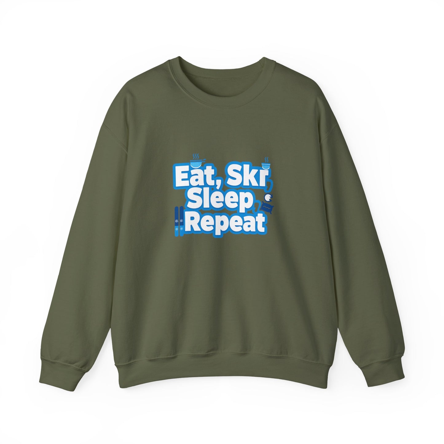 Unisex Heavy Blend™ mw2115 | Eat Ski Sleep Repeat Sweatshirt – Funny Skiing Winter Crewneck, Cozy Snow Sports Gift for Ski Lovers
