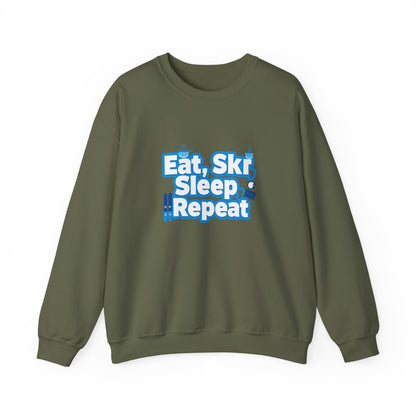 Unisex Heavy Blend™ mw2115 | Eat Ski Sleep Repeat Sweatshirt – Funny Skiing Winter Crewneck, Cozy Snow Sports Gift for Ski Lovers