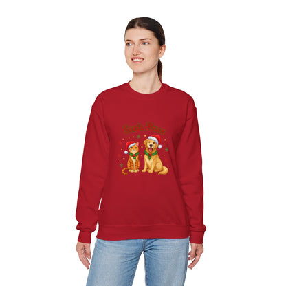 Unisex Heavy Blend™ mw2095 | Santa Paws Christmas Sweatshirt – Cute Cat & Dog Holiday Crewneck, Merry Xmas Gift for Pet Lovers
