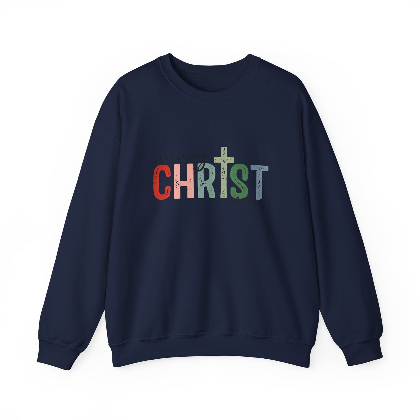Unisex Heavy Blend™ mw2010 | Merry CHRISTmas Sweatshirt – Christian Holiday Crewneck with Cross | Faith Based Unisex Christmas Gift