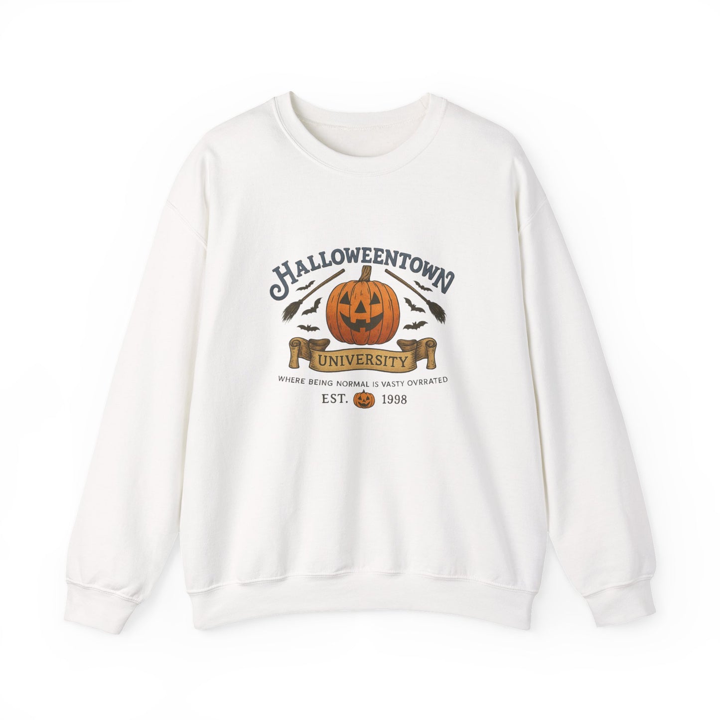Unisex Heavy Blend™ Funny Collegiate Halloween Sweatshirt – Halloweentown University Style | mw1015