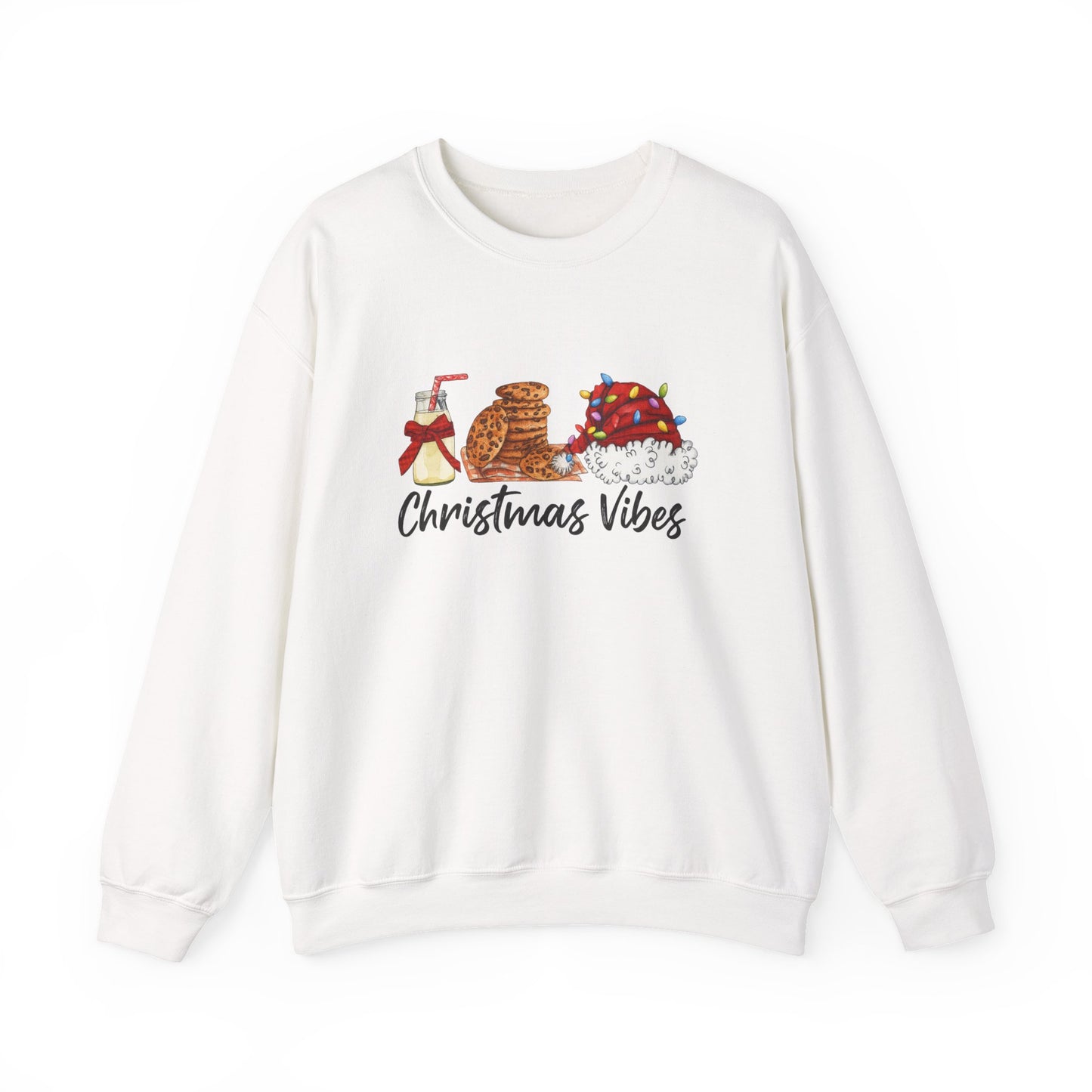 Unisex Heavy Blend™ mw2029 | Christmas Vibes Sweatshirt – Festive Milk & Cookies Holiday Crewneck | Cozy Unisex Winter Gift