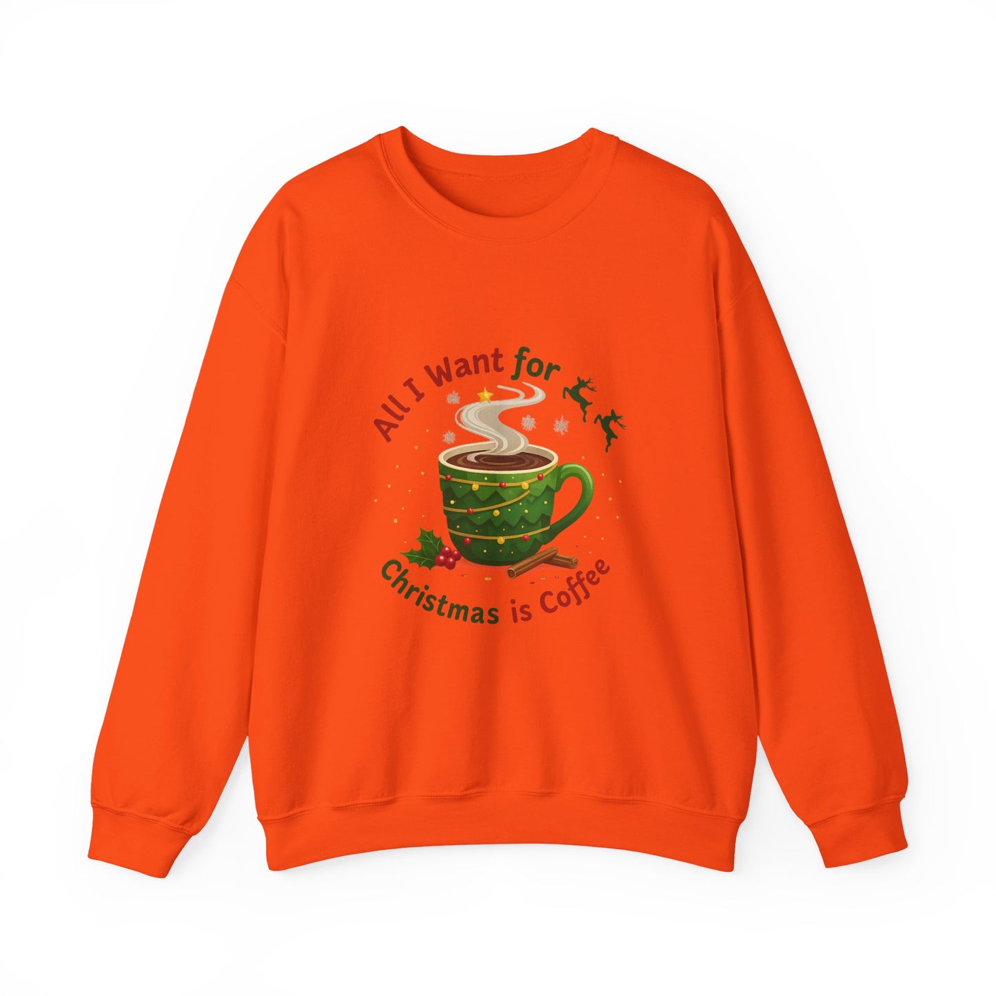 Unisex Heavy Blend™ mw2061 | All I Want for Christmas is Coffee Sweatshirt – Funny Holiday Coffee Lover Crewneck, Festive Winter Pullover