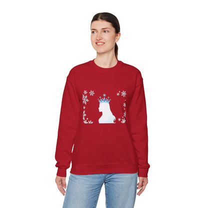 Unisex Heavy Blend™ mw2140 | Ice Queen Silhouette Sweatshirt – Elegant Snowflake Winter Crown Crewneck, Cozy Holiday Gift