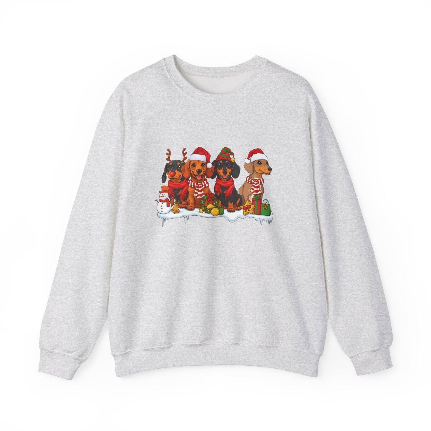 Unisex Heavy Blend™ mw2011 | Dachshund Christmas Sweatshirt – Cute Sausage Dog Holiday Crewneck | Funny Unisex Winter Gift