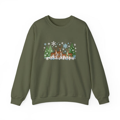 Unisex Heavy Blend™ mw2053 | Reindeer Family Christmas Sweatshirt – Festive Winter Deer Crewneck, Holiday Snowflake Pullover Sweater