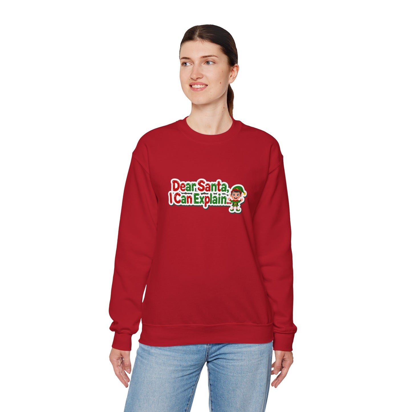 Unisex Heavy Blend™ mw2072 | Dear Santa I Can Explain Sweatshirt – Funny Christmas Elf Holiday Crewneck, Festive Winter Pullover