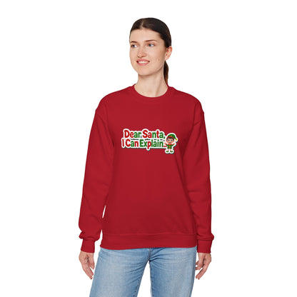 Unisex Heavy Blend™ mw2072 | Dear Santa I Can Explain Sweatshirt – Funny Christmas Elf Holiday Crewneck, Festive Winter Pullover
