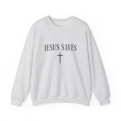 Unisex Heavy Blend™ Jesus Saves Christian Sweatshirt – Faith Cross Crewneck | Inspirational Religious Gift | mw2001