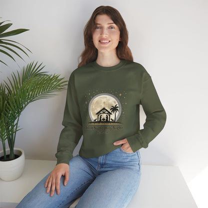 Unisex Heavy Blend™ mw2067 | Silent Night Holy Night Sweatshirt – Christian Nativity Scene Crewneck, Luke 2:14 Bible Verse Christmas Pullover