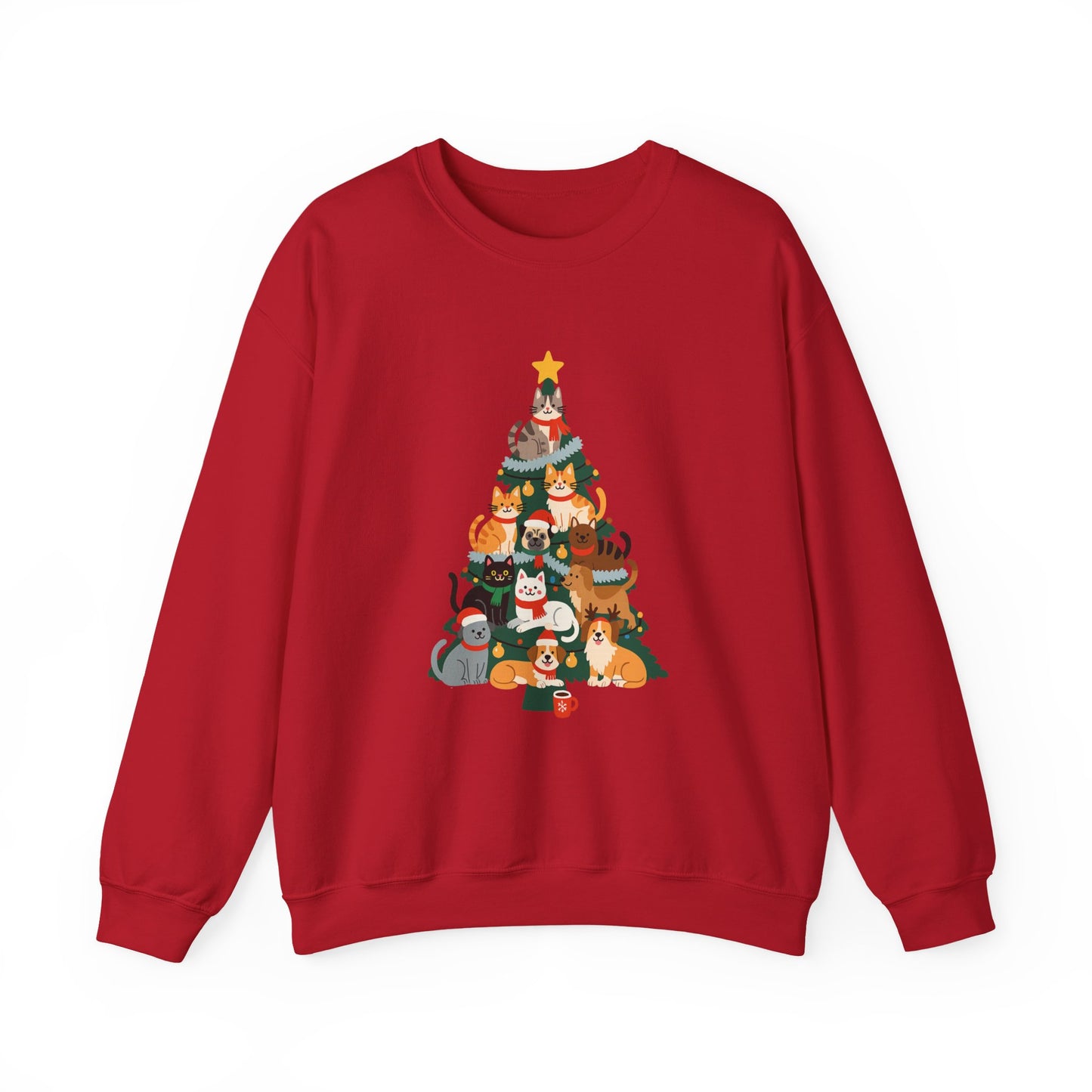 Unisex Heavy Blend™ mw2078 | Cat Christmas Tree Sweatshirt – Funny Holiday Cat Lover Crewneck, Cute Kitty Xmas Pullover Sweater