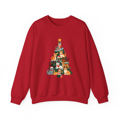 Unisex Heavy Blend™ mw2078 | Cat Christmas Tree Sweatshirt – Funny Holiday Cat Lover Crewneck, Cute Kitty Xmas Pullover Sweater