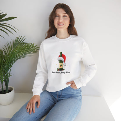 Unisex Heavy Blend™ mw2103 | Dear Santa Bring Wine Christmas Sweatshirt – Funny Holiday Crewneck, Festive Xmas Gift for Wine Lovers
