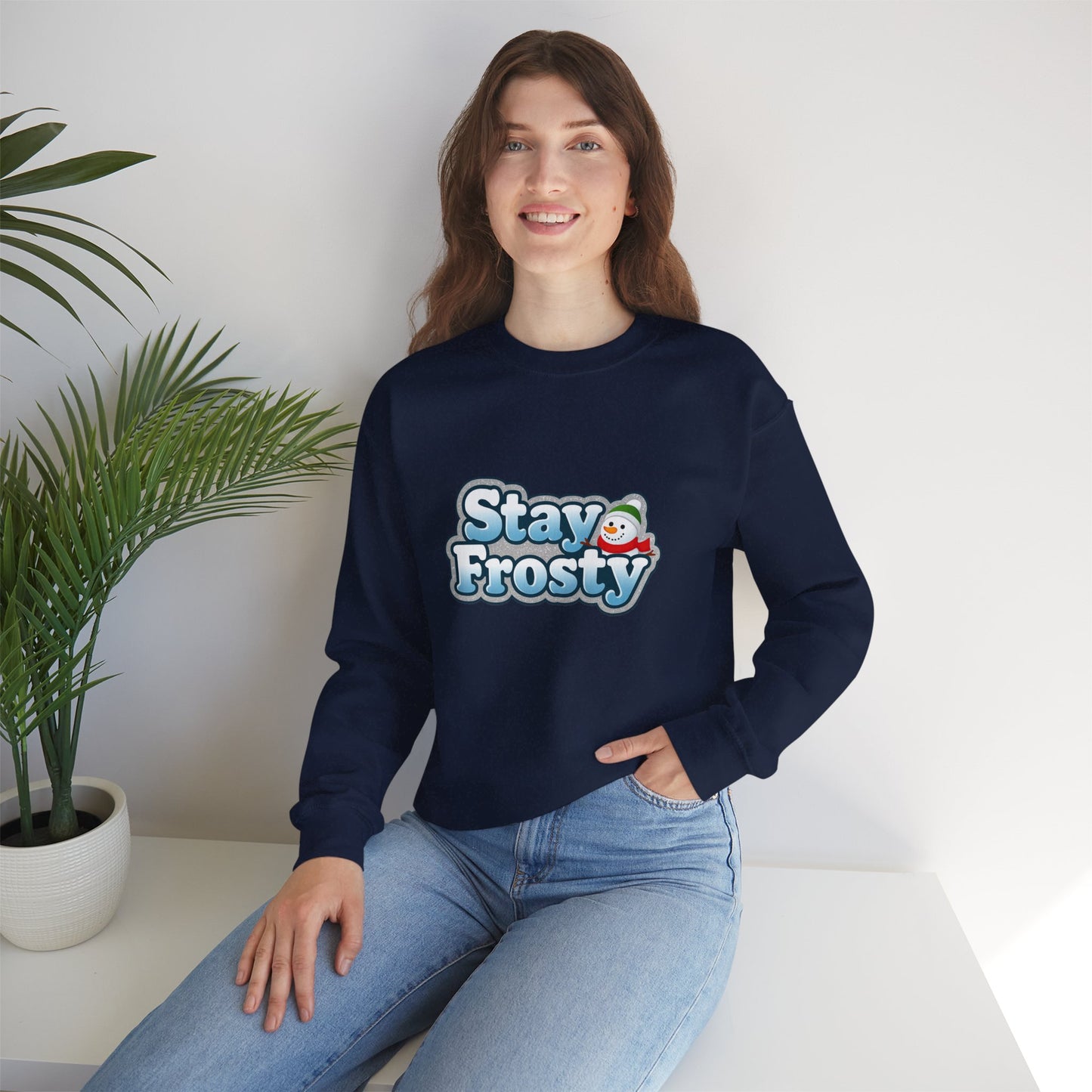 Unisex Heavy Blend™ mw2099 | Stay Frosty Christmas Sweatshirt – Funny Snowman Holiday Crewneck, Cozy Winter Xmas Gift