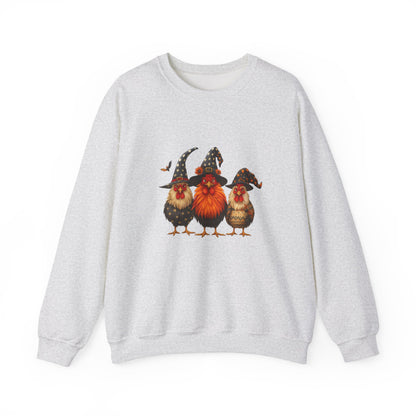 Unisex Heavy Blend™ Halloween Witch Chickens Sweatshirt – Cute Spooky Season Crewneck | mw1020