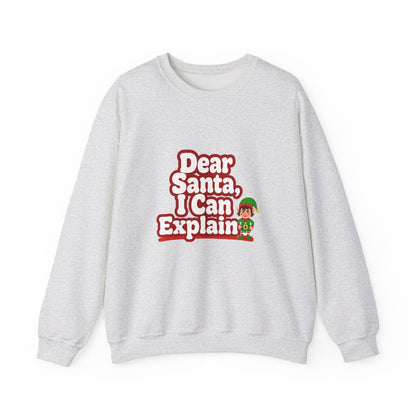 Unisex Heavy Blend™ mw2073 | Dear Santa I Can Explain Sweatshirt – Funny Christmas Elf Crewneck, Cute Holiday Pullover Sweater Gift