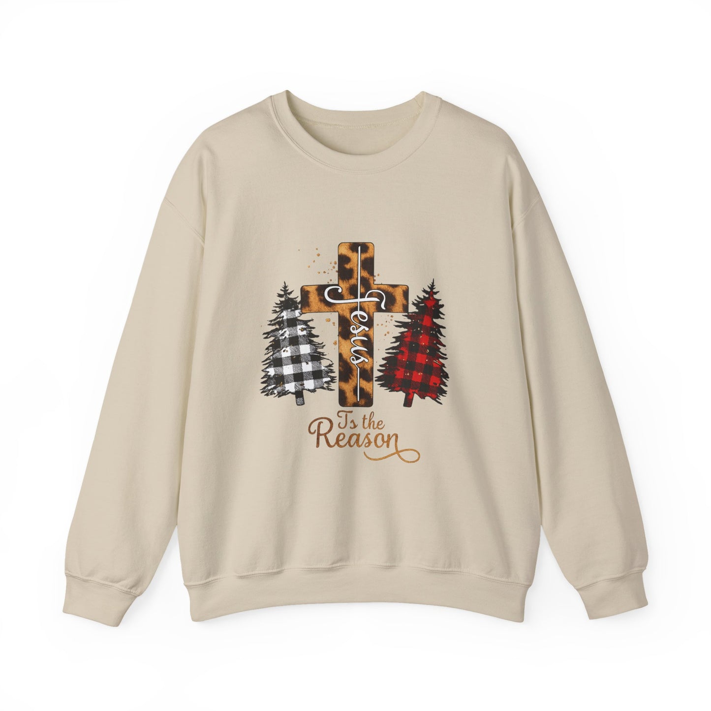 Unisex Heavy Blend™ mw2028 | Jesus Is the Reason Sweatshirt – Christian Christmas Cross Crewneck | Faith Based Unisex Holiday Gift
