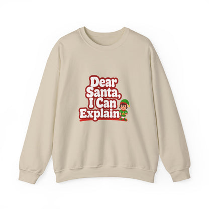 Unisex Heavy Blend™ mw2073 | Dear Santa I Can Explain Sweatshirt – Funny Christmas Elf Crewneck, Cute Holiday Pullover Sweater Gift