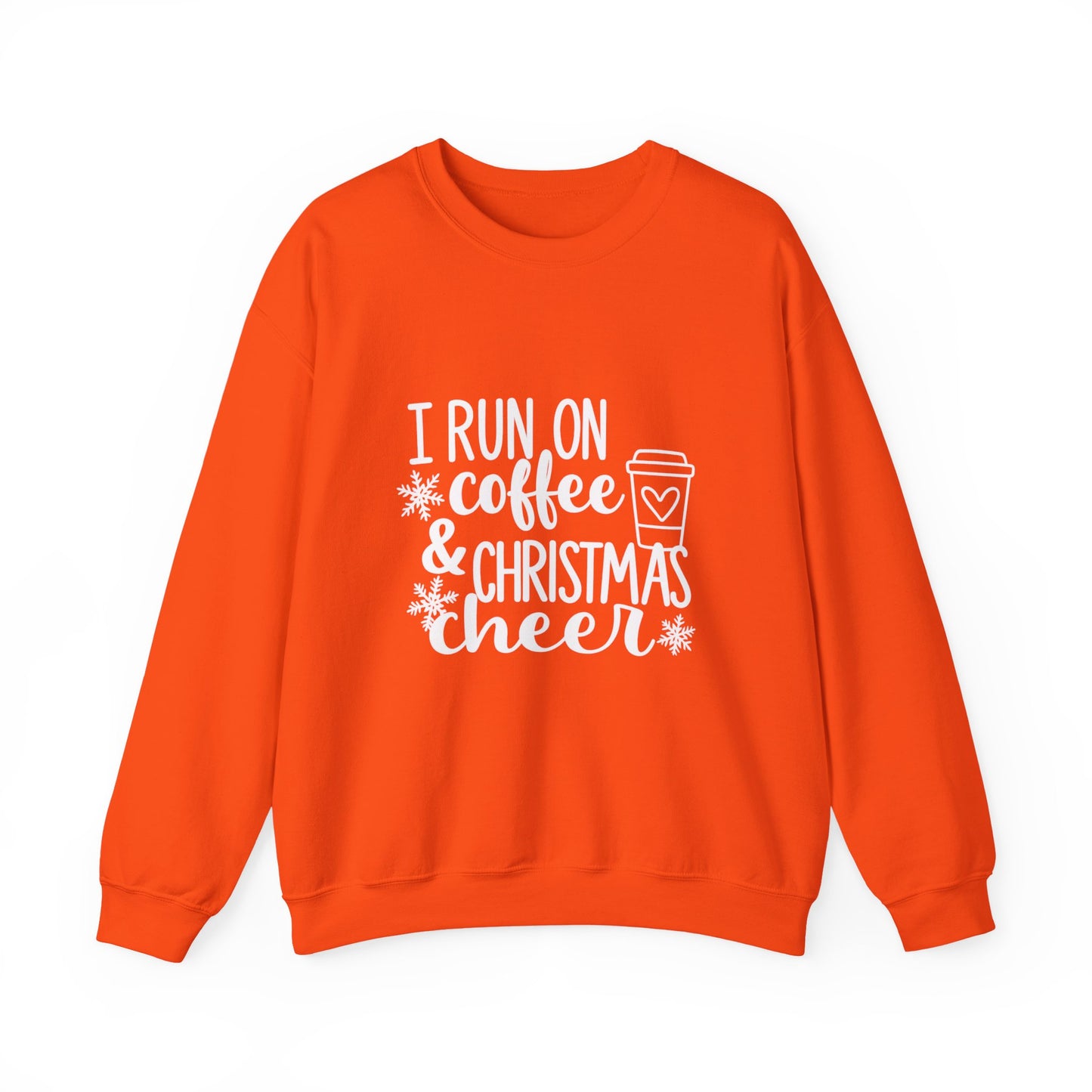 Unisex Heavy Blend™ mw2013 | I Run on Coffee & Christmas Cheer Sweatshirt – Funny Holiday Crewneck | Cozy Unisex Winter Gift