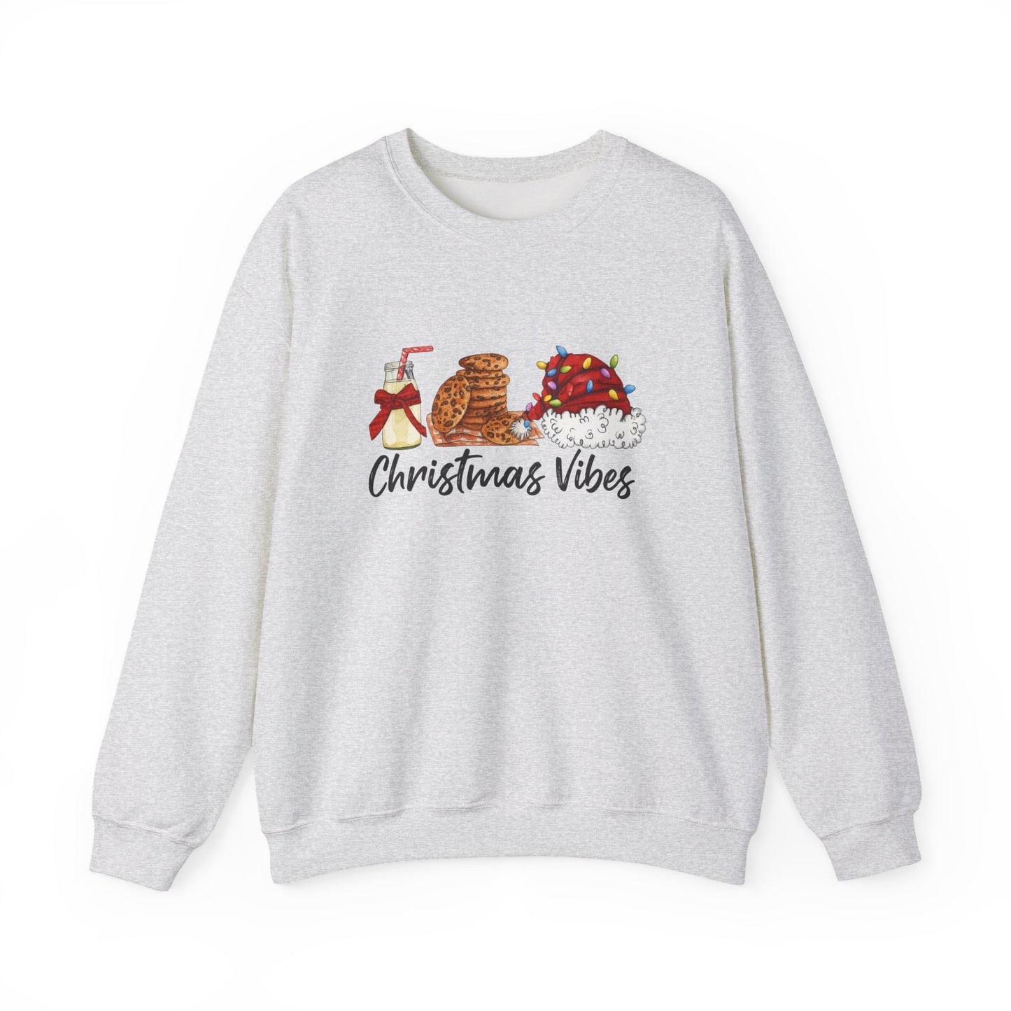 Unisex Heavy Blend™ mw2029 | Christmas Vibes Sweatshirt – Festive Milk & Cookies Holiday Crewneck | Cozy Unisex Winter Gift