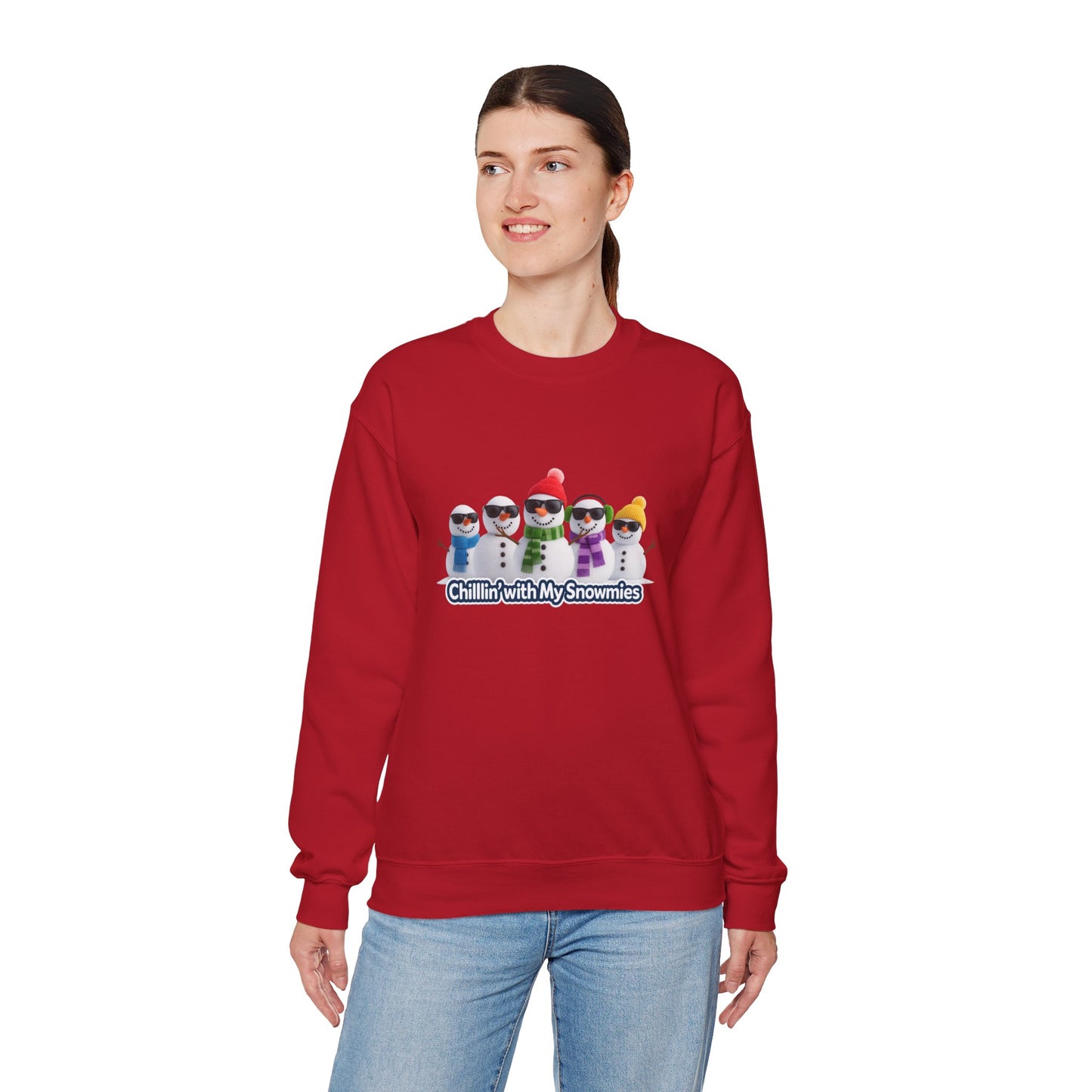 Unisex Heavy Blend™ mw2109 | Chillin’ With My Snowmies Christmas Sweatshirt – Funny Snowman Holiday Crewneck, Cute Winter Xmas Gift