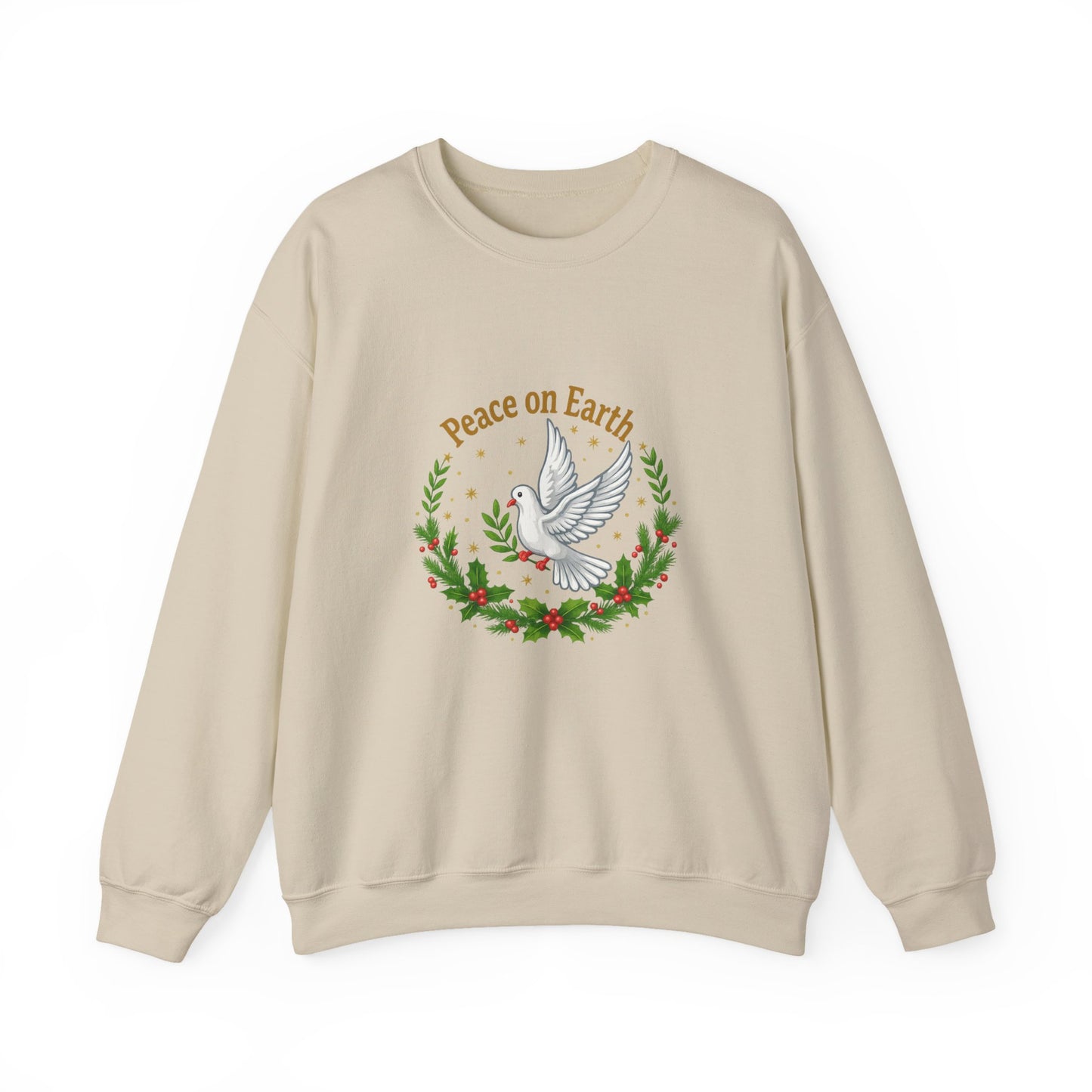 Unisex Heavy Blend™ mw2081 | Peace on Earth Dove Christmas Sweatshirt – Holiday Wreath Pullover, Festive Winter Sweater Gift