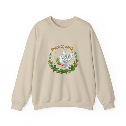 Unisex Heavy Blend™ mw2081 | Peace on Earth Dove Christmas Sweatshirt – Holiday Wreath Pullover, Festive Winter Sweater Gift