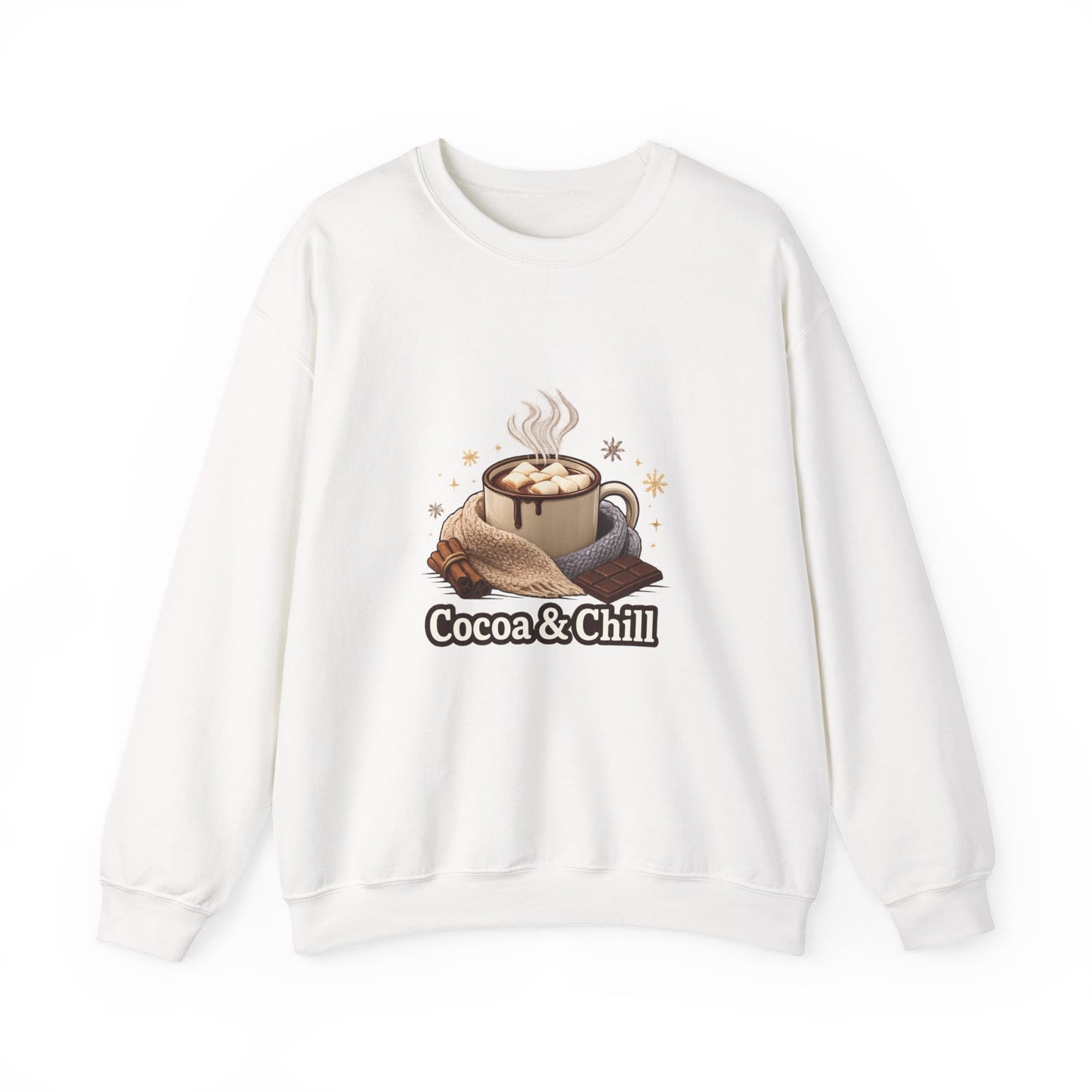 Unisex Heavy Blend™ mw2137 | Cocoa and Chill Christmas Sweatshirt – Cozy Hot Chocolate Holiday Crewneck, Cute Winter Gift