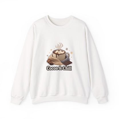 Unisex Heavy Blend™ mw2137 | Cocoa and Chill Christmas Sweatshirt – Cozy Hot Chocolate Holiday Crewneck, Cute Winter Gift