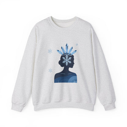 Unisex Heavy Blend™ mw2139 | Ice Queen Silhouette Sweatshirt – Elegant Snowflake Winter Crown Crewneck, Cozy Holiday Gift