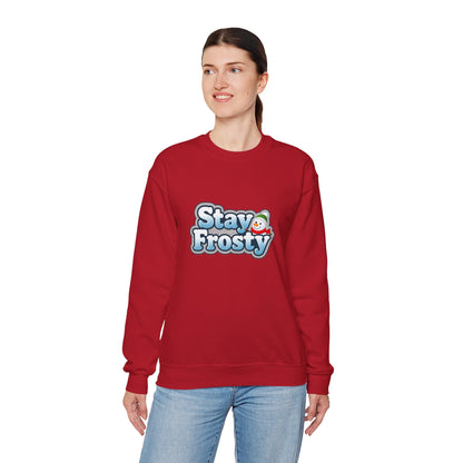 Unisex Heavy Blend™ mw2099 | Stay Frosty Christmas Sweatshirt – Funny Snowman Holiday Crewneck, Cozy Winter Xmas Gift