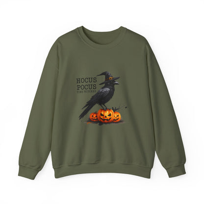 Unisex Heavy Blend™ Hocus Pocus Halloween Sweatshirt – Witchy Raven & Pumpkin Graphic | mw1008
