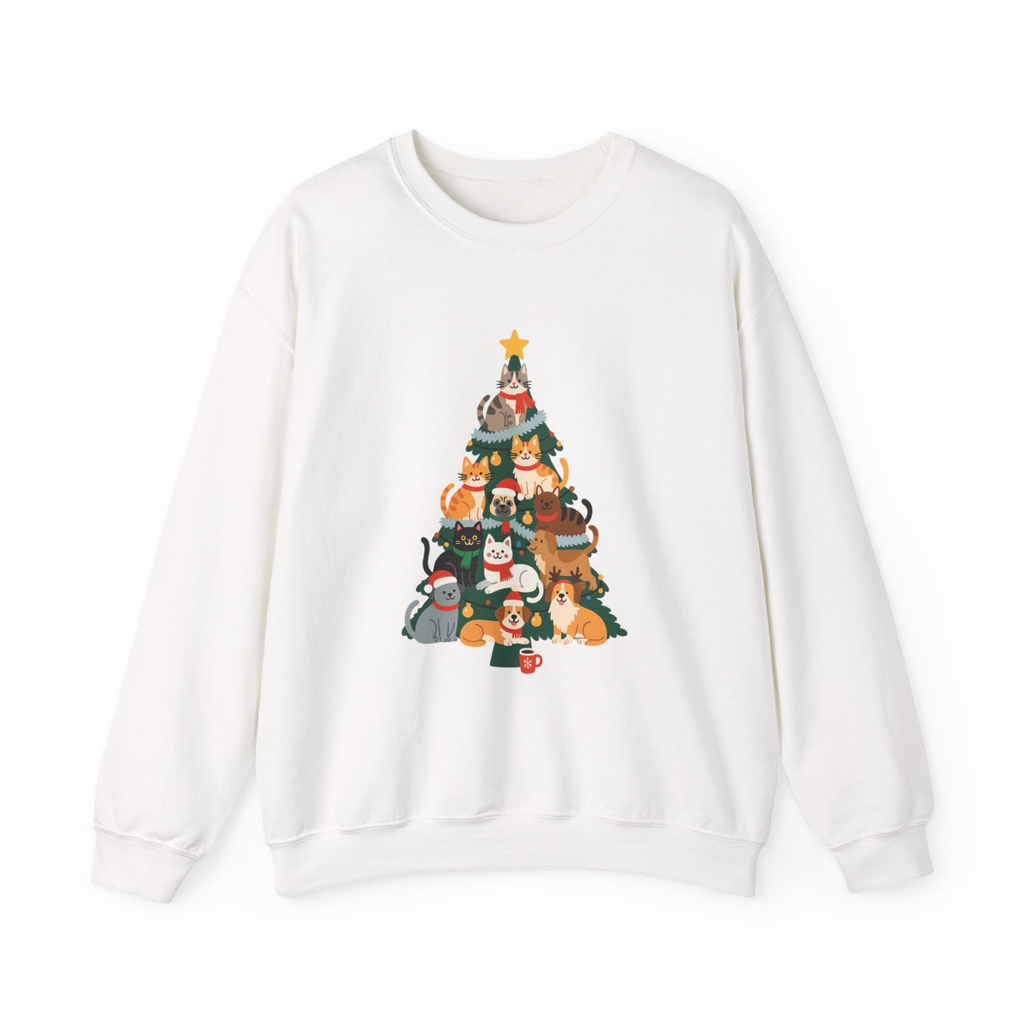 Unisex Heavy Blend™ mw2078 | Cat Christmas Tree Sweatshirt – Funny Holiday Cat Lover Crewneck, Cute Kitty Xmas Pullover Sweater