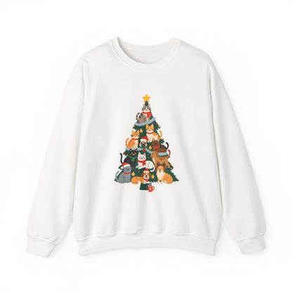 Unisex Heavy Blend™ mw2078 | Cat Christmas Tree Sweatshirt – Funny Holiday Cat Lover Crewneck, Cute Kitty Xmas Pullover Sweater